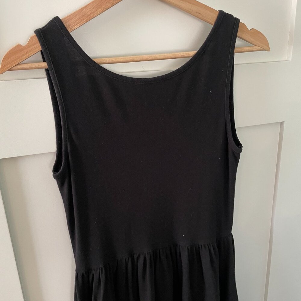 ASOS Black Casual Balletcore Cotton Dress with Low Back - Picture 3 of 8